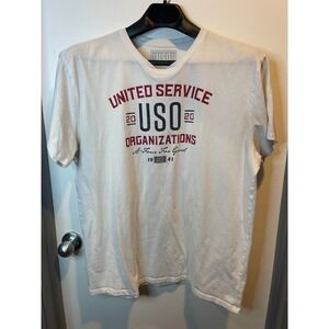 USO Mens T-Shirt (White) Size XL (Flaws)